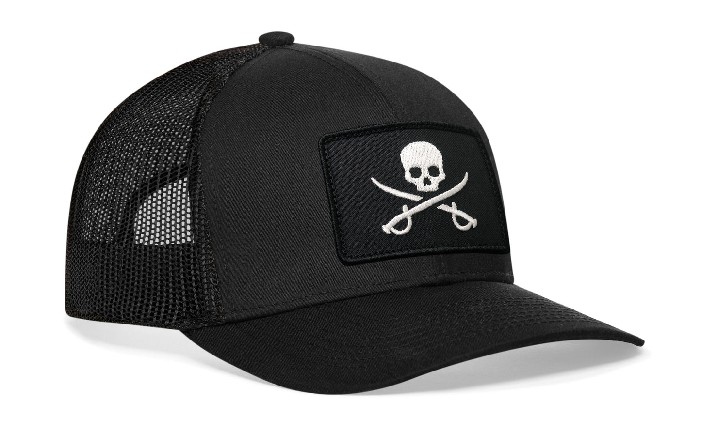 Pirate Flag Trucker Haka Hat Black Jolly Roger Flag Snapback