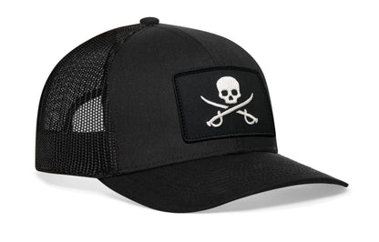Pirate Flag Trucker Haka Hat Black Jolly Roger Flag Snapback