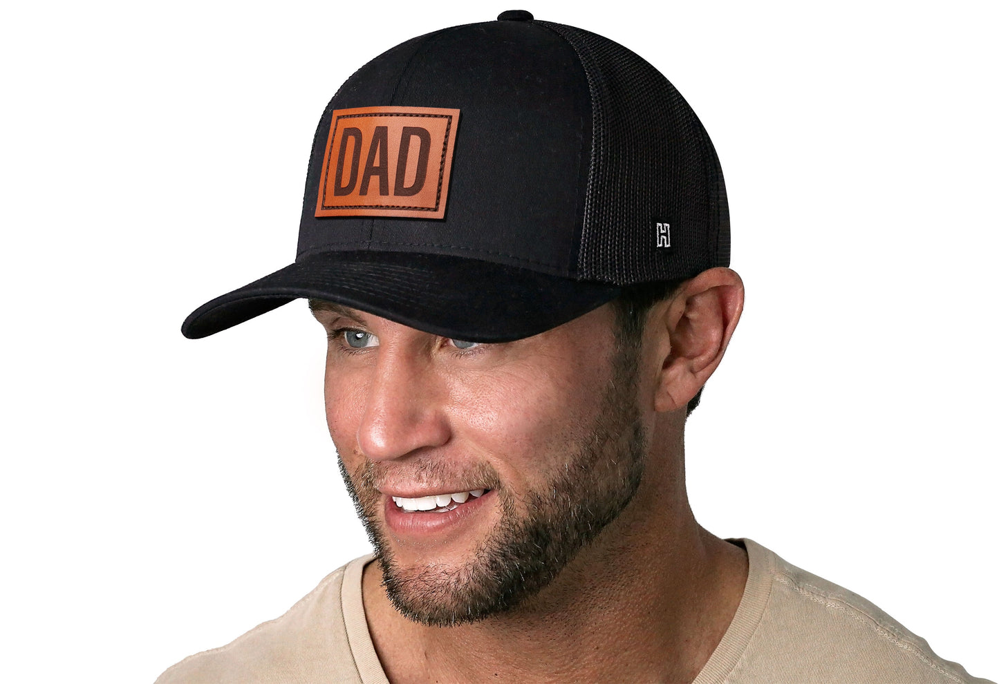 Dad Leather Trucker Haka Hat Black Snapback