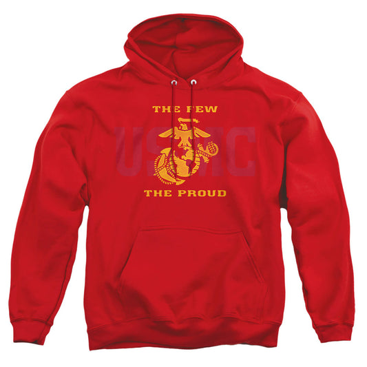 Us Marine Corps Split Tag Mens Hoodie Red