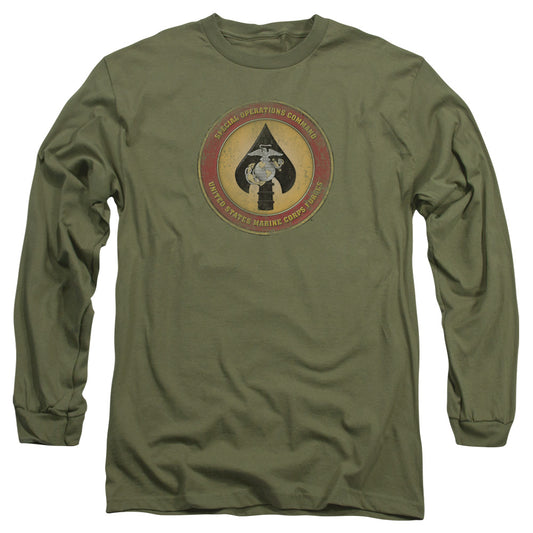 Us Marine Corps Special Operations Command Patch Mens Long Sleeve Shirt Military Green Officially Licensed