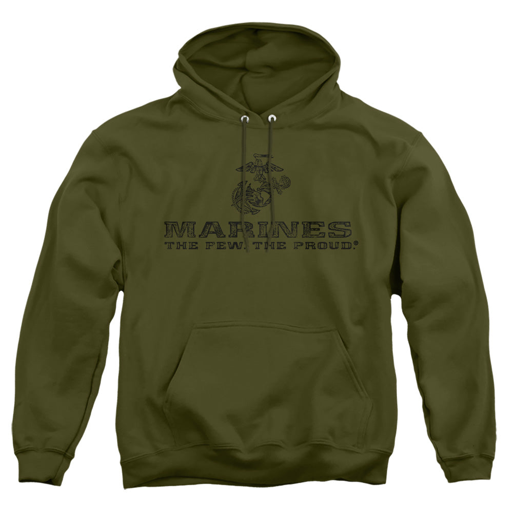 Us Marine Corps Distressed Logo Mens Hoodie Military Green
