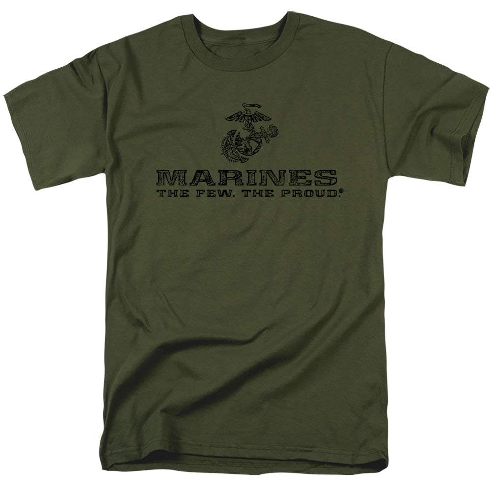 Us Marine Corps Distressed Logo Mens T Shirt Military Green