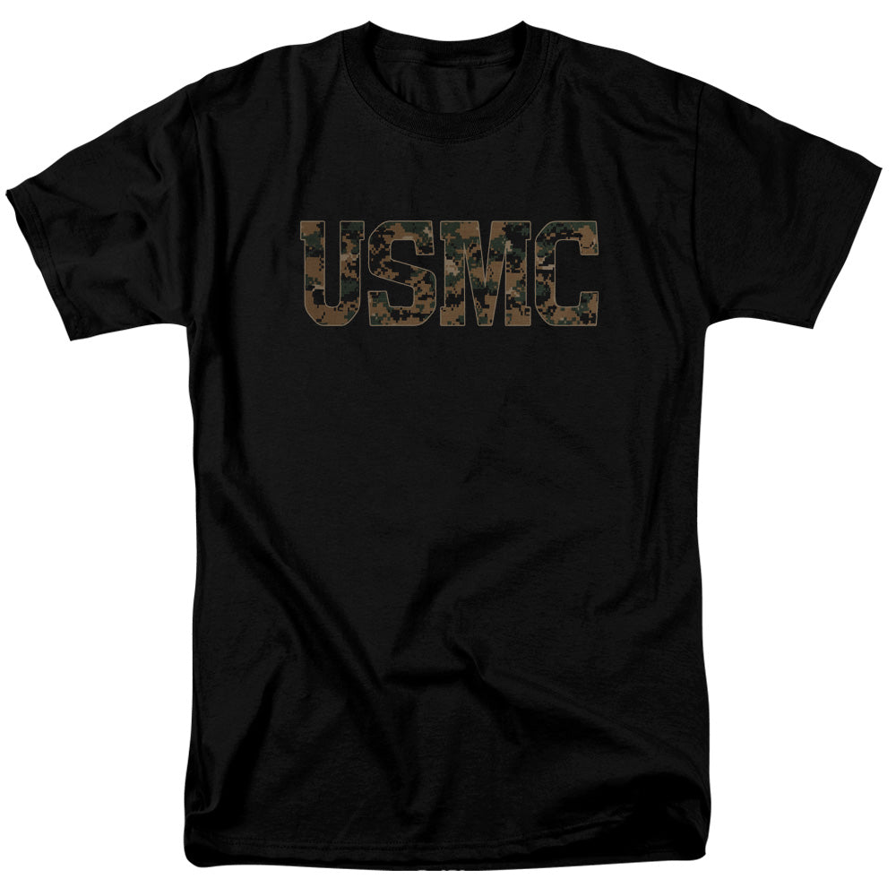 Us Marine Corps Usmc Camo Fill Mens T Shirt Black