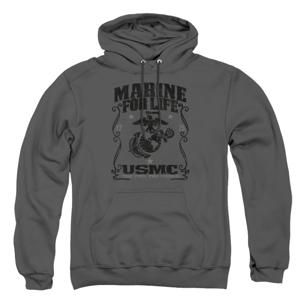 Us Marine Corps For Life Mens Hoodie Charcoal