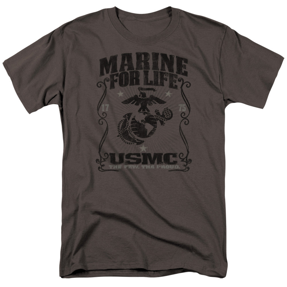 Us Marine Corps For Life Mens T Shirt Charcoal