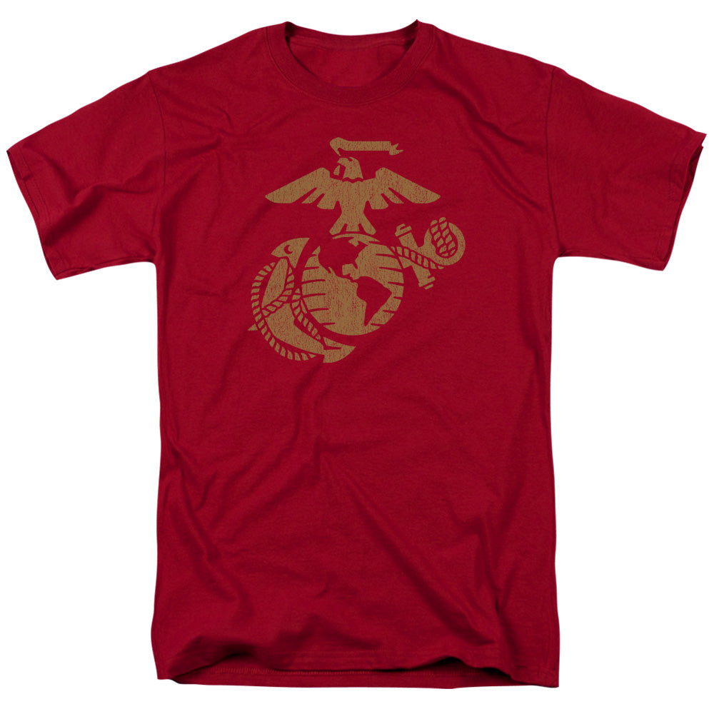 Us Marine Corps Gold Emblem Mens T Shirt Cardinal