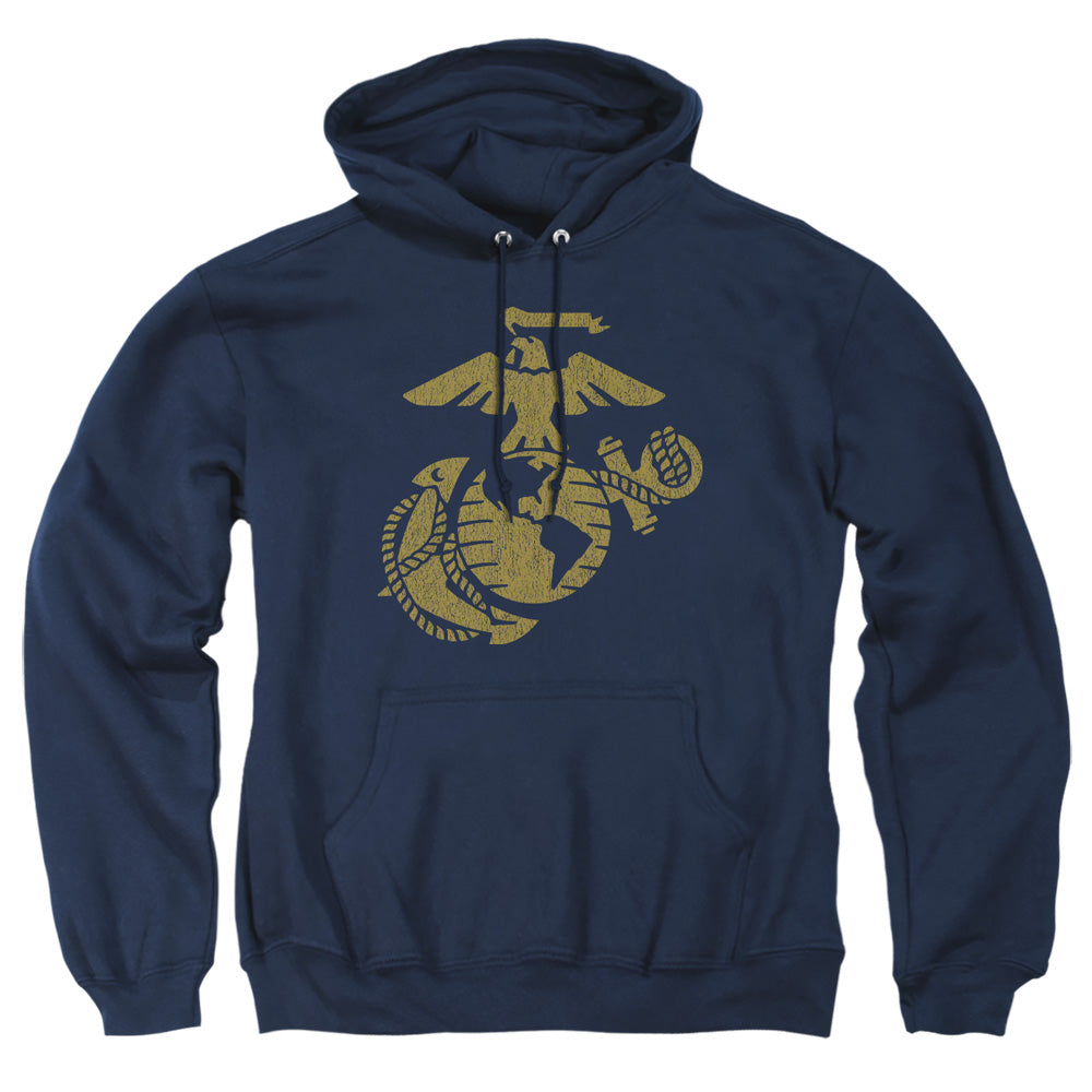 Us Marine Corps Gold Emblem Mens Hoodie Navy