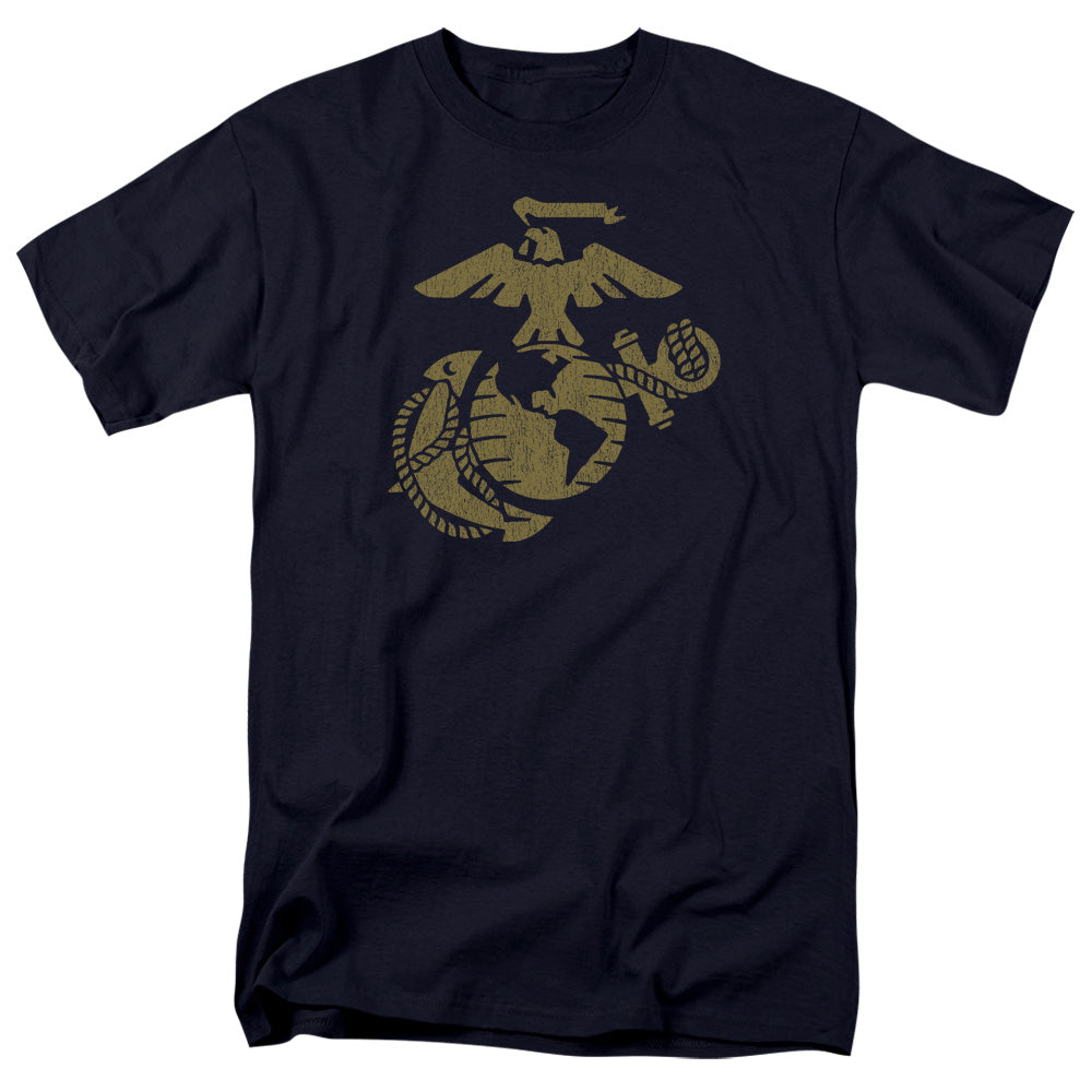 Us Marine Corps Gold Emblem Mens T Shirt Navy