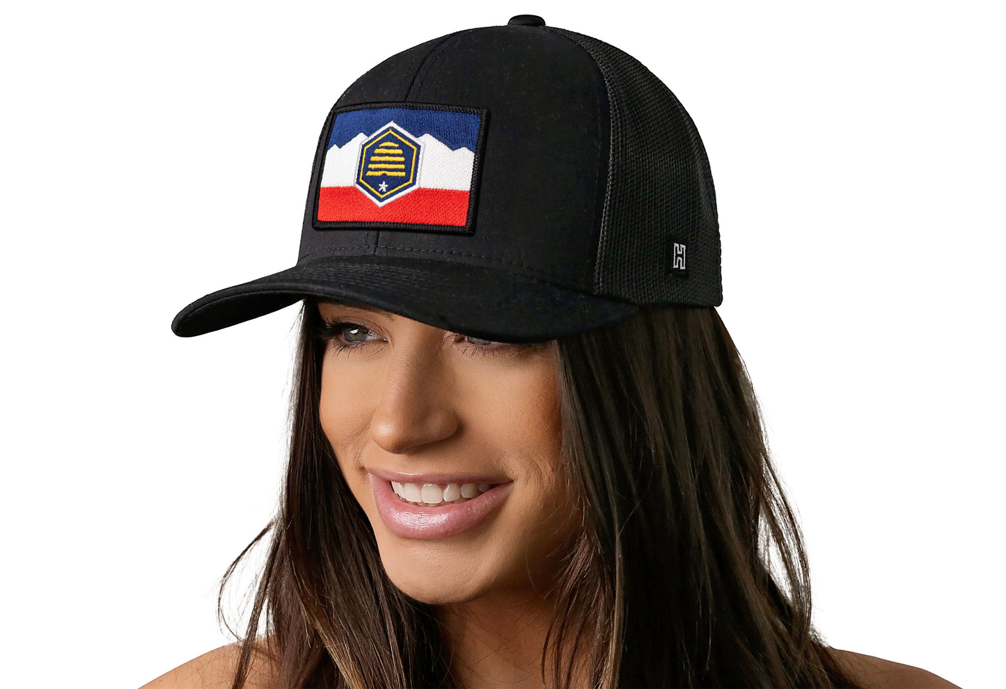 Utah Flag Trucker Haka Hat Black Utah Flag Snapback