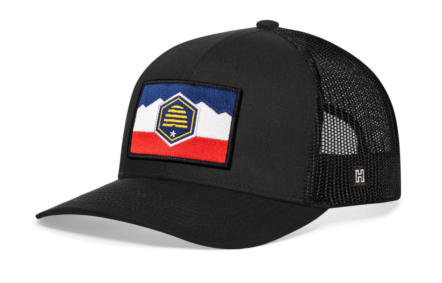 Utah Flag Trucker Haka Hat Black Utah Flag Snapback