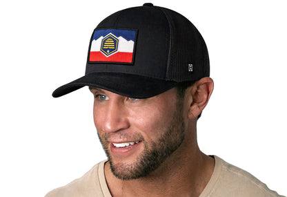 Utah Flag Trucker Haka Hat Black Utah Flag Snapback