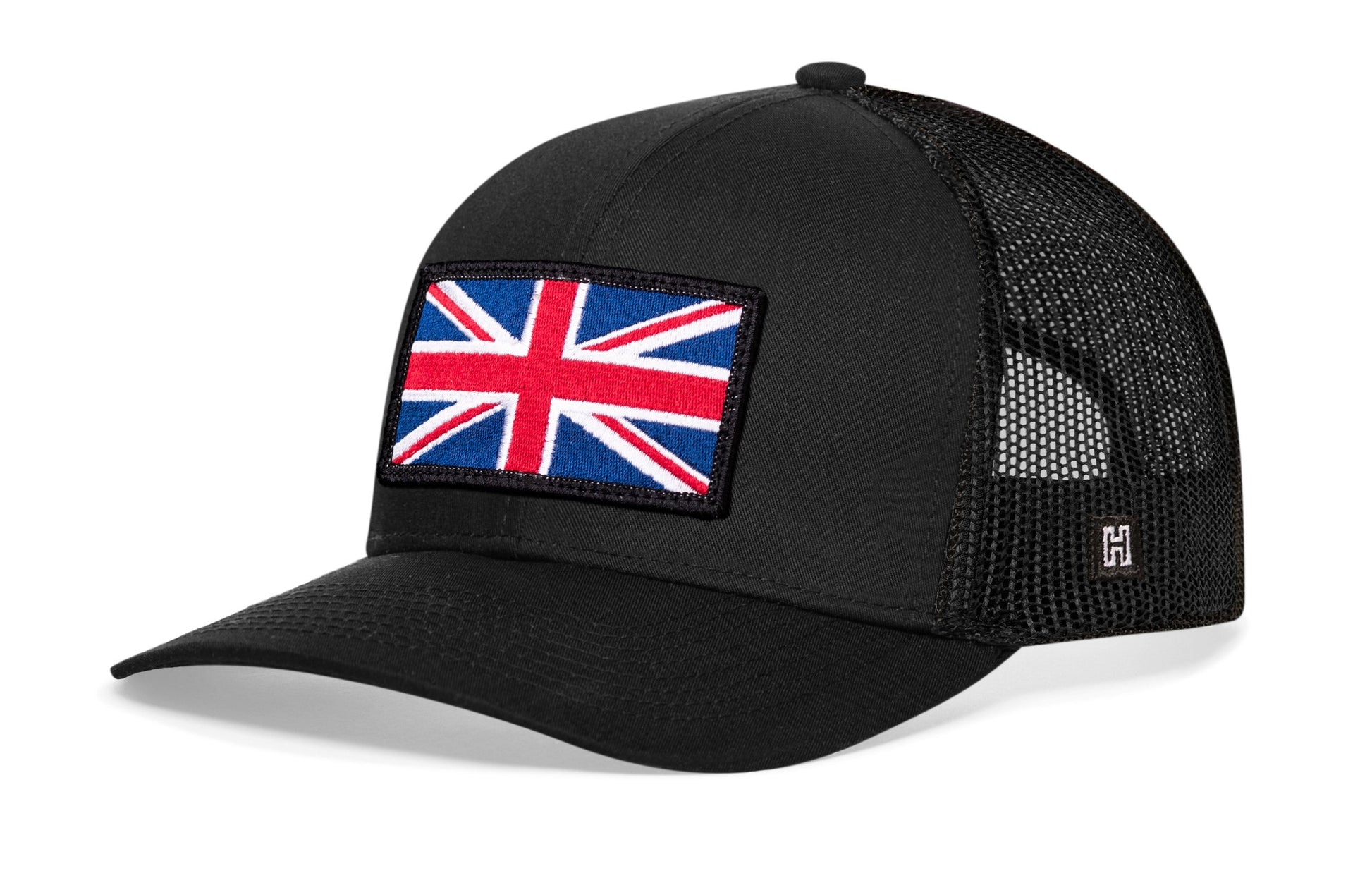 United Kingdom Flag Trucker Haka Hat Black UK Union Jack Snapback