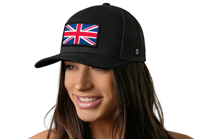 United Kingdom Flag Trucker Haka Hat Black UK Union Jack Snapback
