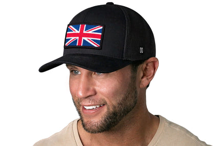 United Kingdom Flag Trucker Haka Hat Black UK Union Jack Snapback