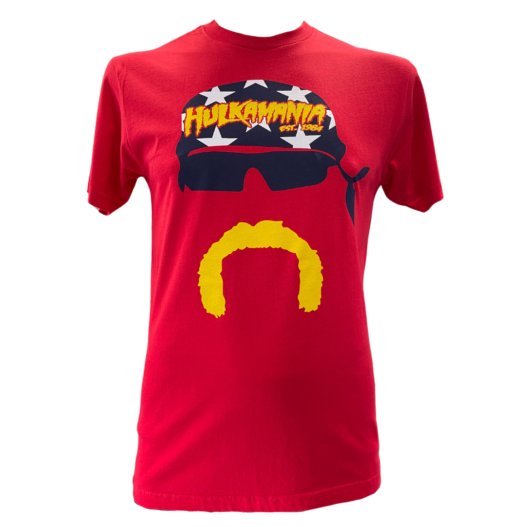 Hulk Hogan Hulkamania Face Silhouette Mens T Shirt Red