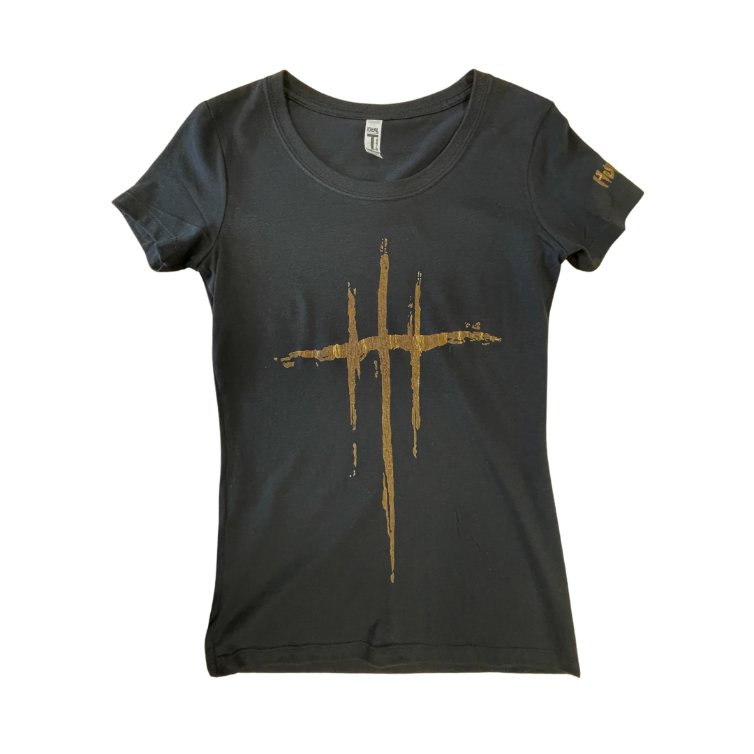 Hulk Hogan Gold Foil John 3:16 Womens T Shirt Black