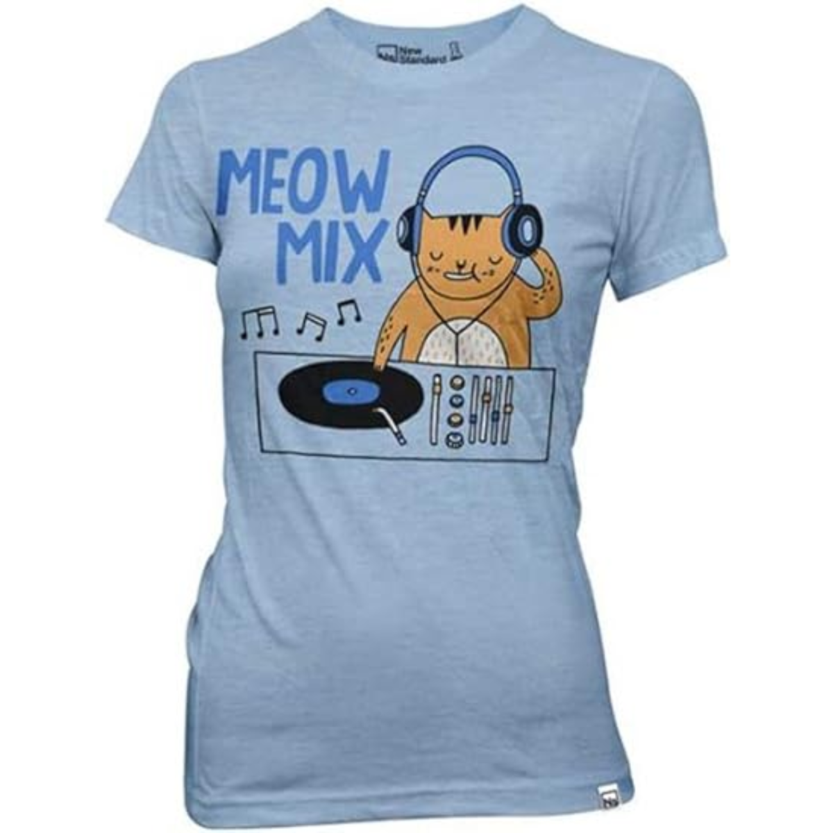 Gemma Correll Meow Mix Light Blue Juniors T Shirt
