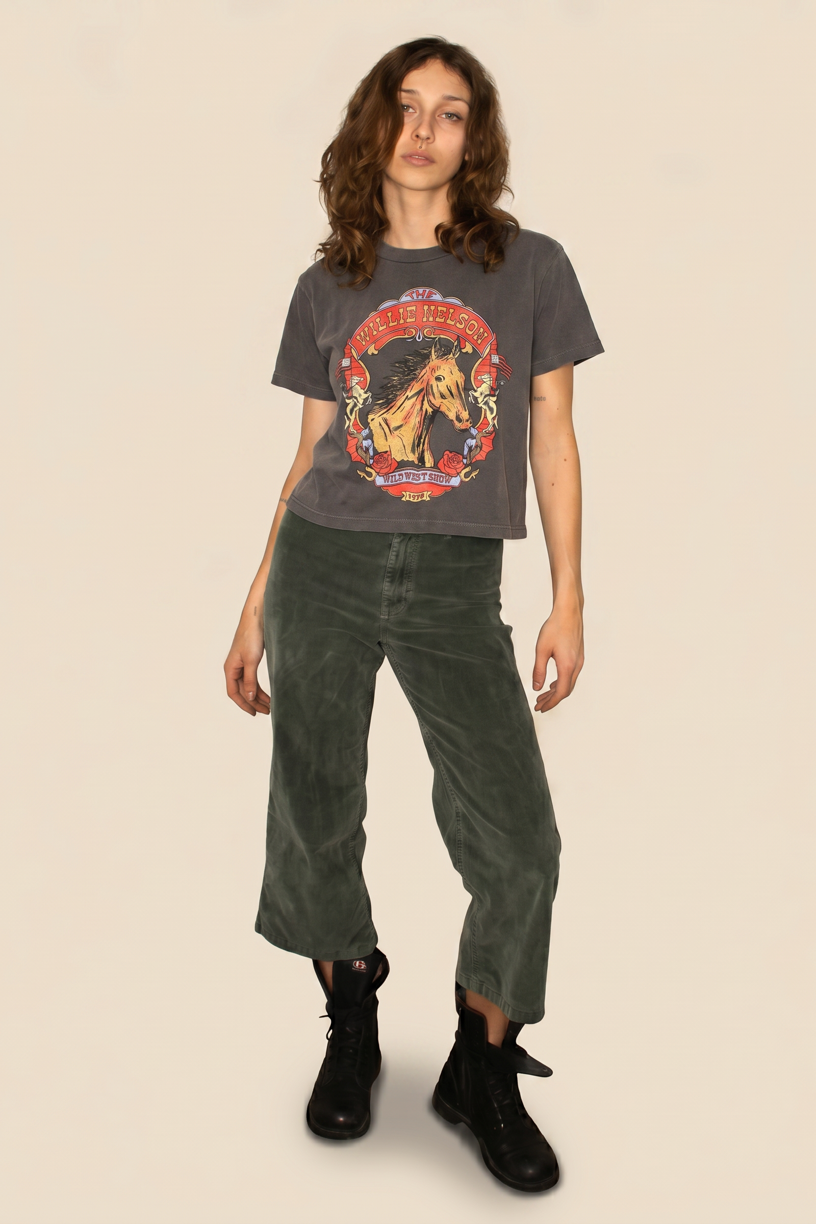 Willie Nelson Wild West Tee Womens T Shirt Vintage Black