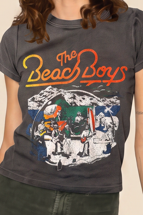The Beach Boys Sun Bath Tee Womens T Shirt Dark Grey