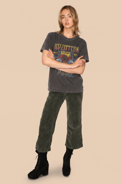 Led Zeppelin Inglewood Sunkissed Gray Tee Womens T Shirt Vintage Black