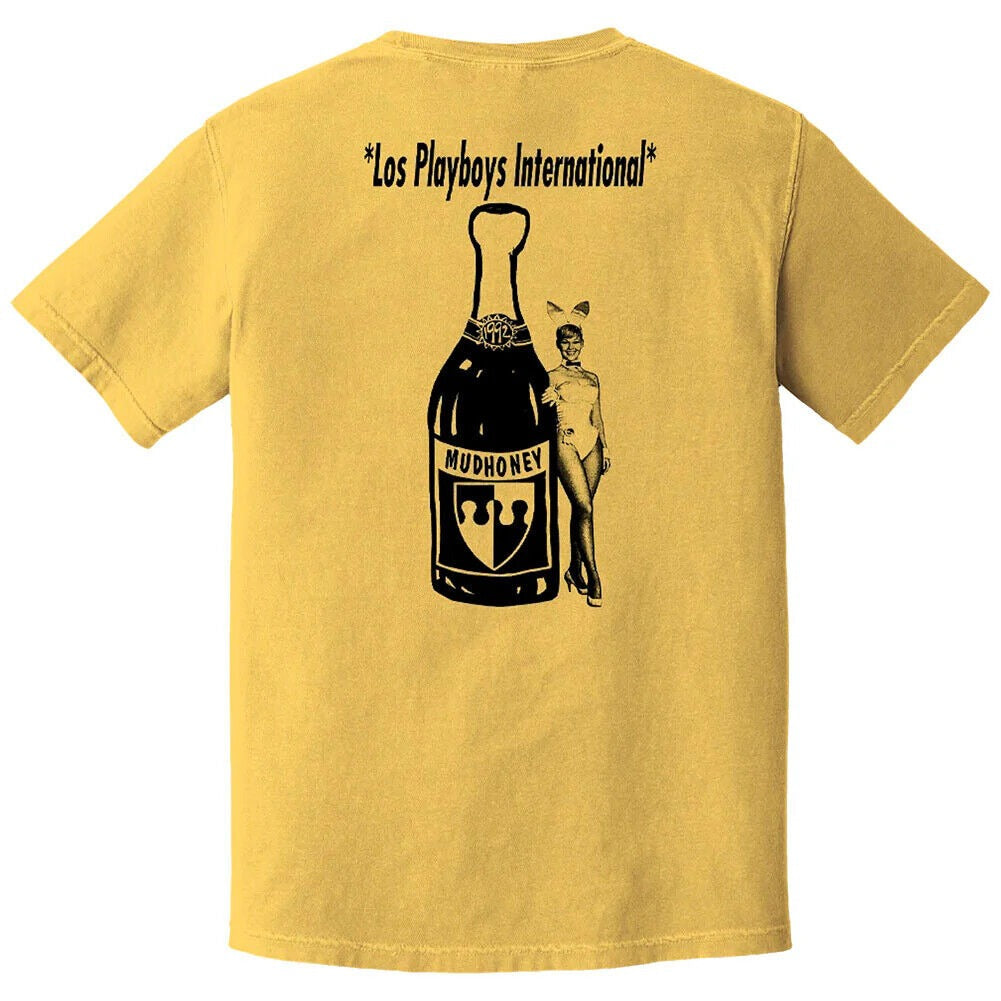 Mudhoney Los Playboys Mud honey 2 Sided Band Tee Mens T Shirt Yellow