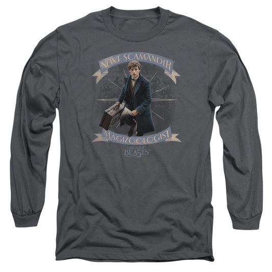 Fantastic Beasts Newt Scamander Mens Long Sleeve Shirt Charcoal Officially Licensed