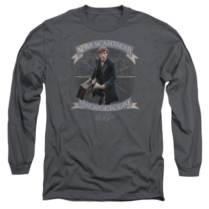 Fantastic Beasts Newt Scamander Mens Long Sleeve Shirt Charcoal Officially Licensed