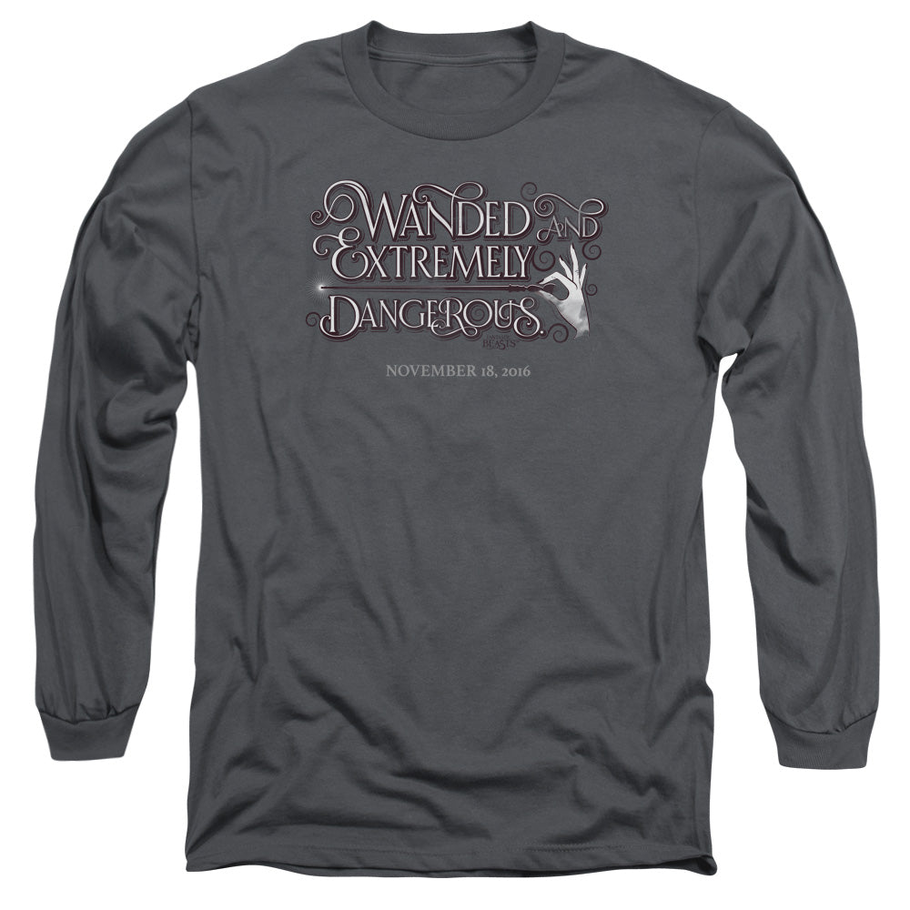 Fantastic Beasts Wanded Mens Long Sleeve Shirt Charcoal Officially Licensed