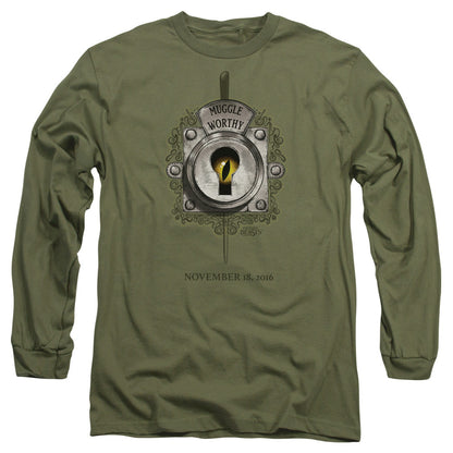 Fantastic Beasts Muggle Worthy Mens Long Sleeve Shirt Military Green Officially Licensed