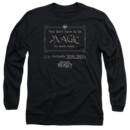 Fantastic Beasts Magic To Work Here Mens Long Sleeve Shirt Black Officially Licensed