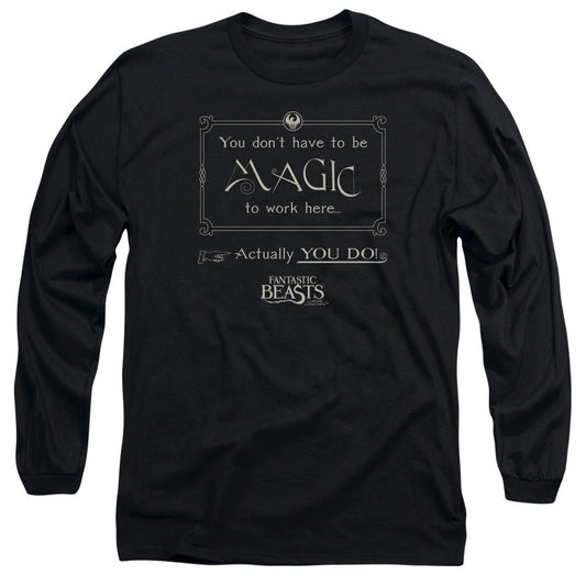 Fantastic Beasts Magic To Work Here Mens Long Sleeve Shirt Black Officially Licensed