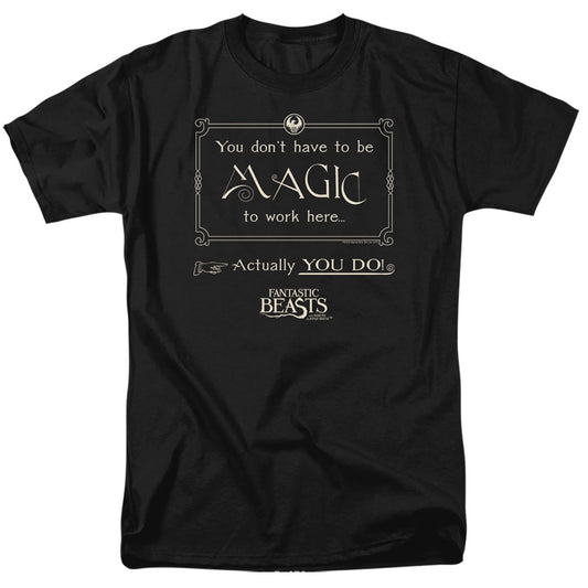 Fantastic Beasts Magic To Work Here Mens T Shirt Black