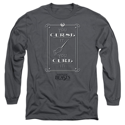 Fantastic Beasts Curse It Mens Long Sleeve Shirt Charcoal Officially Licensed