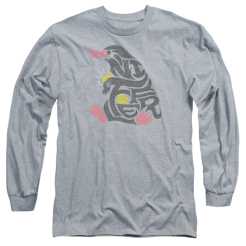 Fantastic Beasts Niffler Mens Long Sleeve Shirt Athletic Heather Officially Licensed