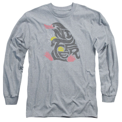 Fantastic Beasts Niffler Mens Long Sleeve Shirt Athletic Heather Officially Licensed