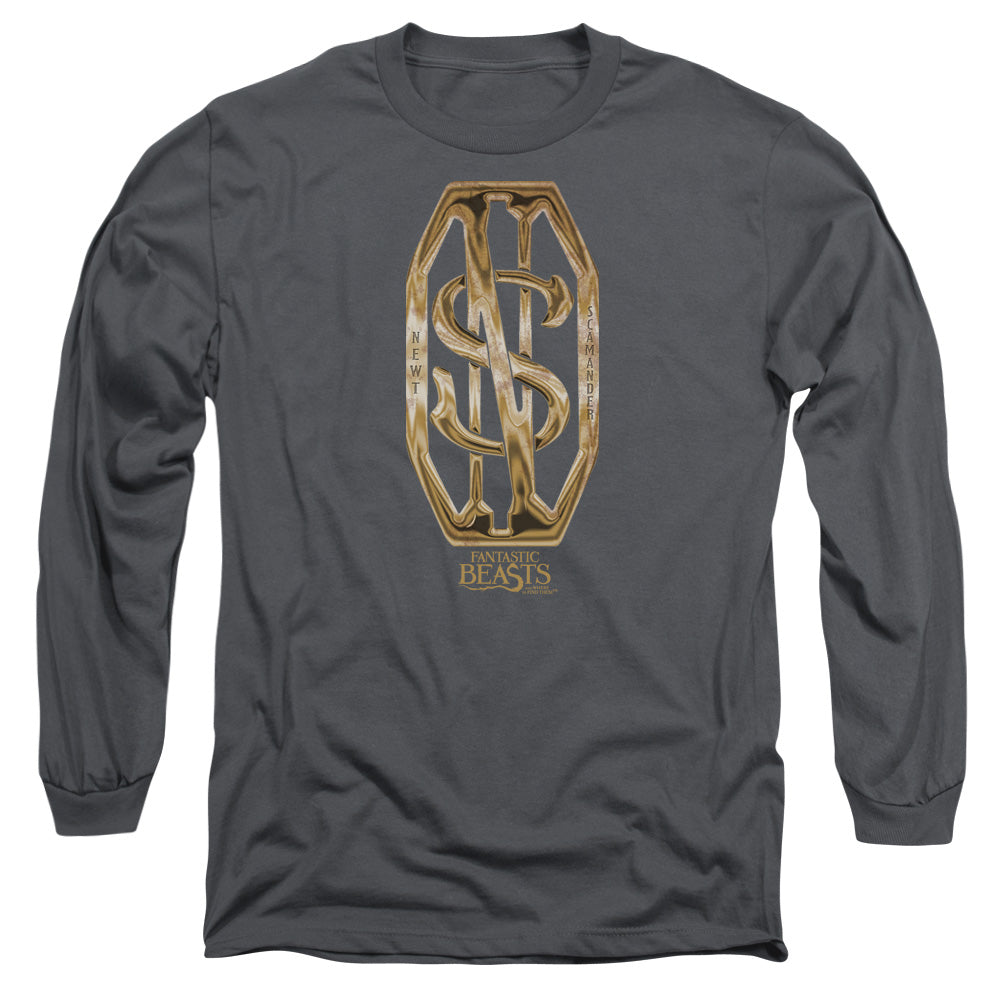 Fantastic Beasts Scamander Monogram Mens Long Sleeve Shirt Charcoal Officially Licensed