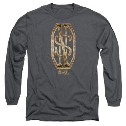 Fantastic Beasts Scamander Monogram Mens Long Sleeve Shirt Charcoal Officially Licensed