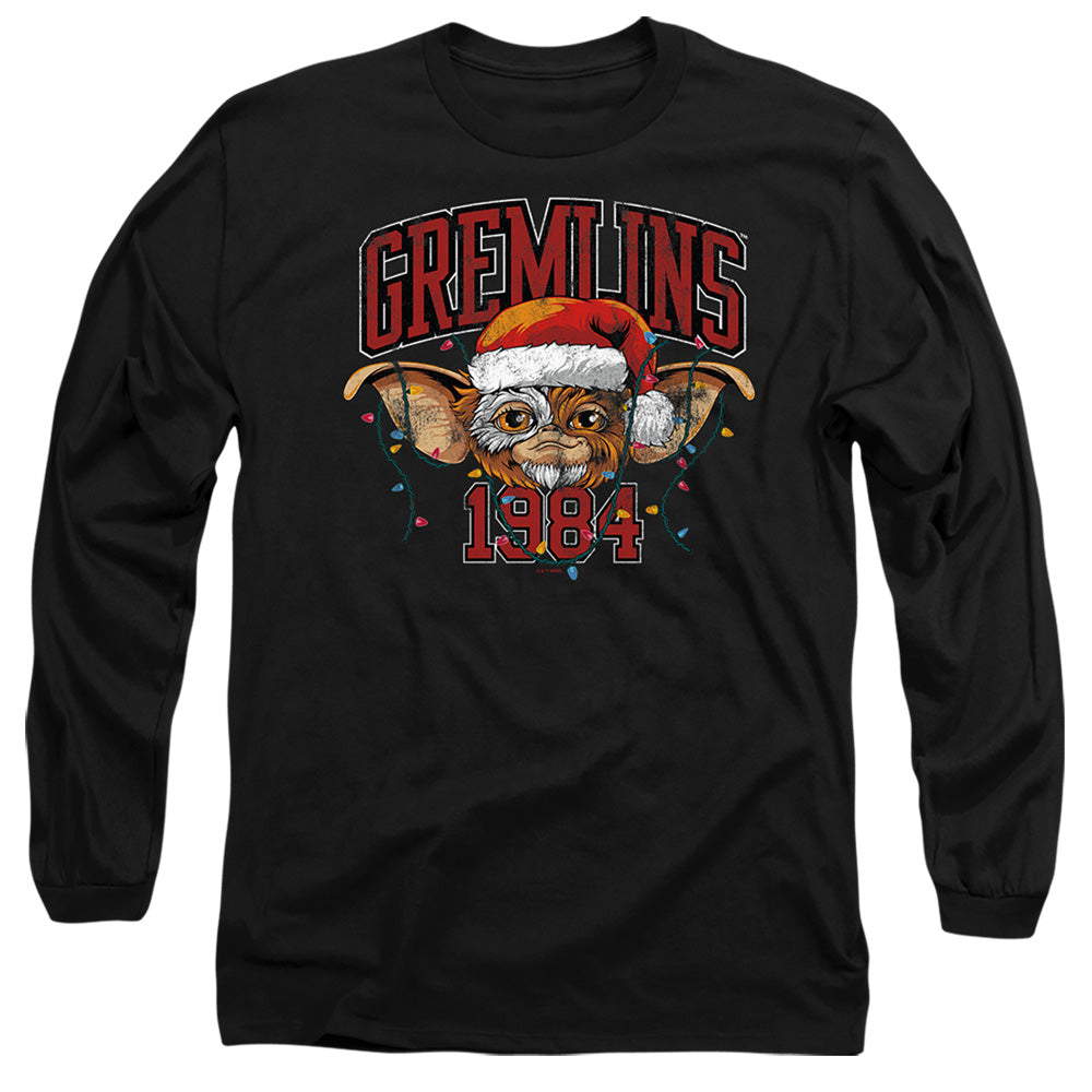 Gremlins Varsity Christmas Mens Long Sleeve Shirt Black Officially Licensed
