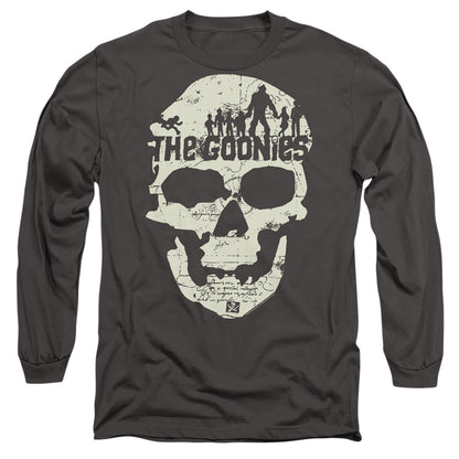 The Goonies Skull Map Mens Long Sleeve Shirt Charcoal Officially Licensed