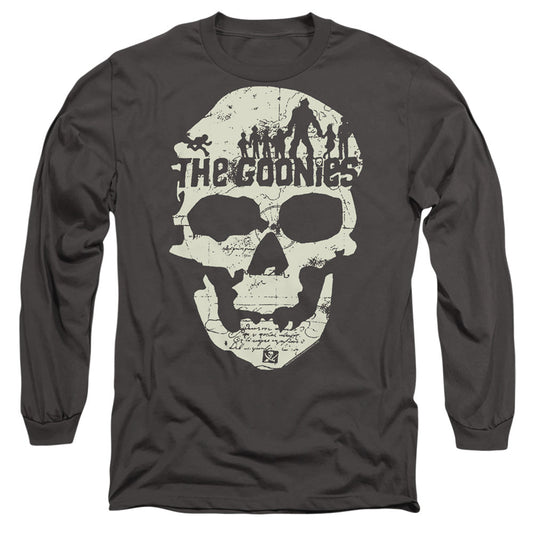 The Goonies Skull Map Mens Long Sleeve Shirt Charcoal Officially Licensed