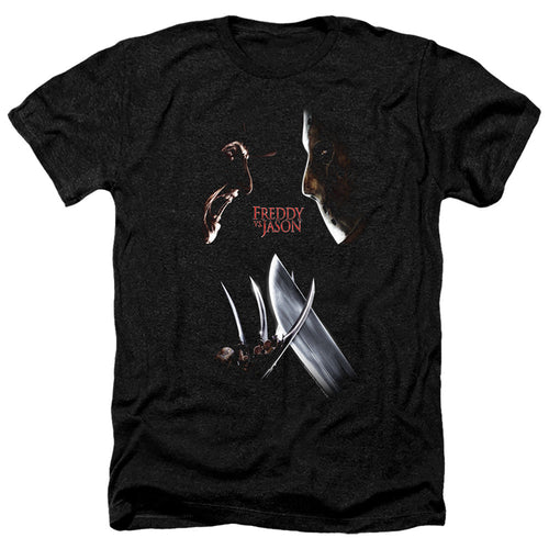 Freddy Vs Jason Face Off Heather Mens T Shirt Black
