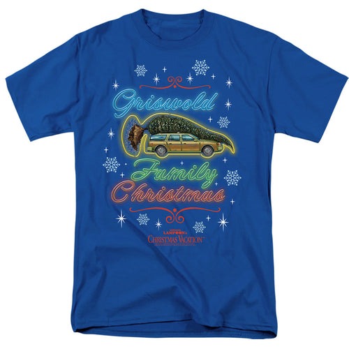 Christmas Vacation Neon Griswald Mens T Shirt Royal