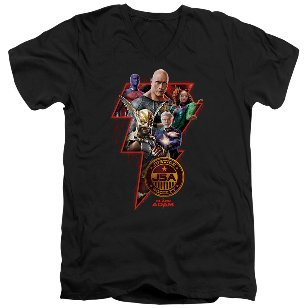 Black Adam Black Adam Character Bolt Mens Slim Fit V-Neck T Shirt Black