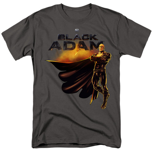 Black Adam Black Adam Logo With Character Mens T Shirt Charcoal