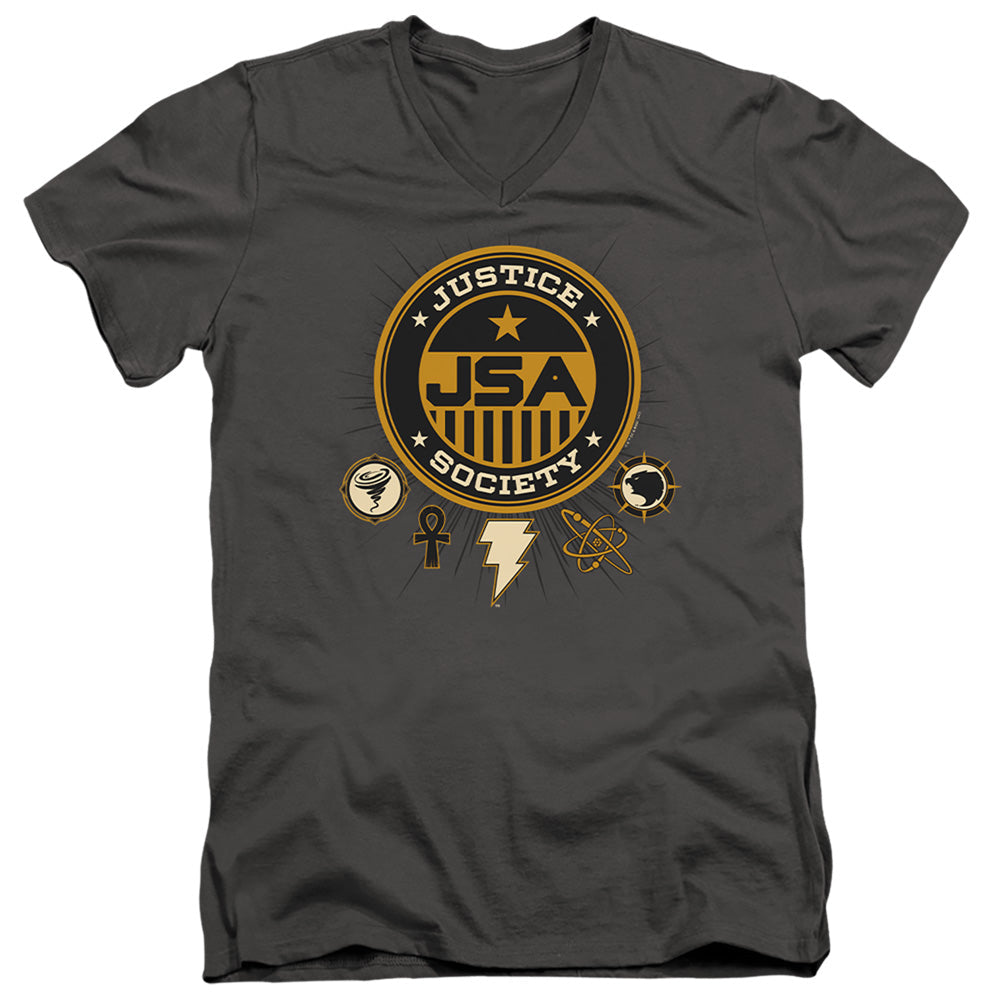Black Adam Black Adam Justice Society Mens Slim Fit V-Neck T Shirt Charcoal