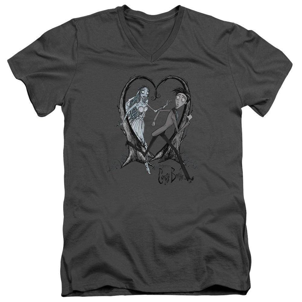 Corpse Bride Runaway Groom Mens Slim Fit V-Neck T Shirt Charcoal