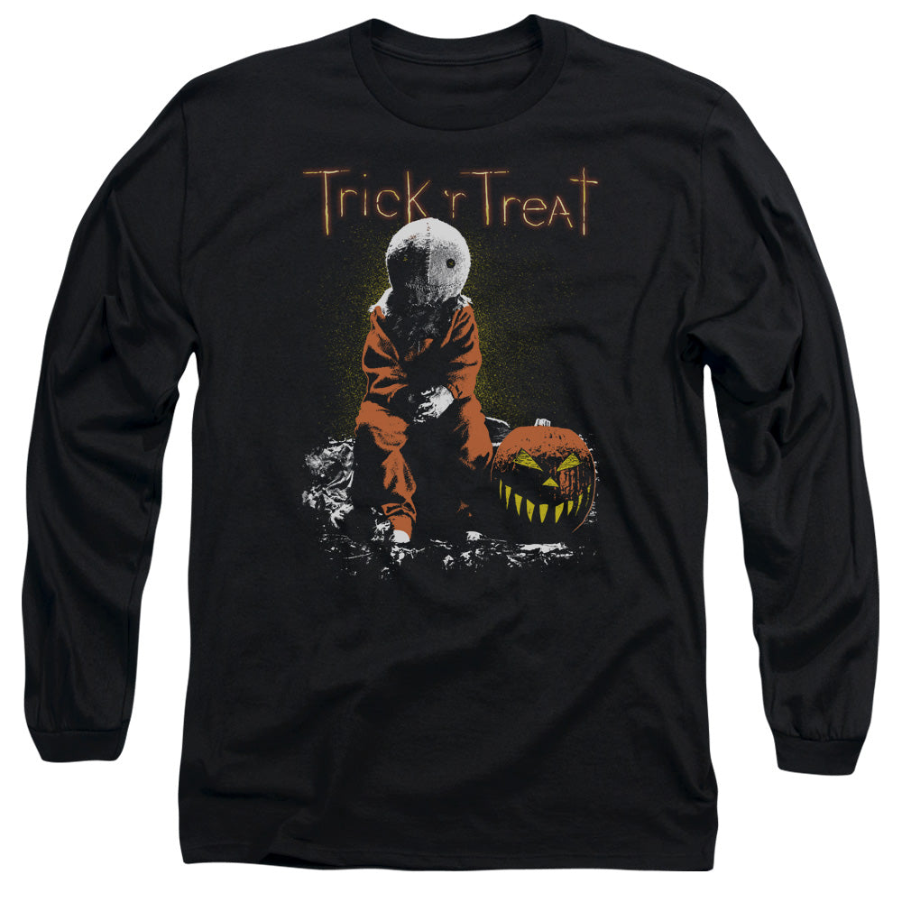 Trick R Treat Sitting Sam Mens Long Sleeve Shirt Black Officially Licensed