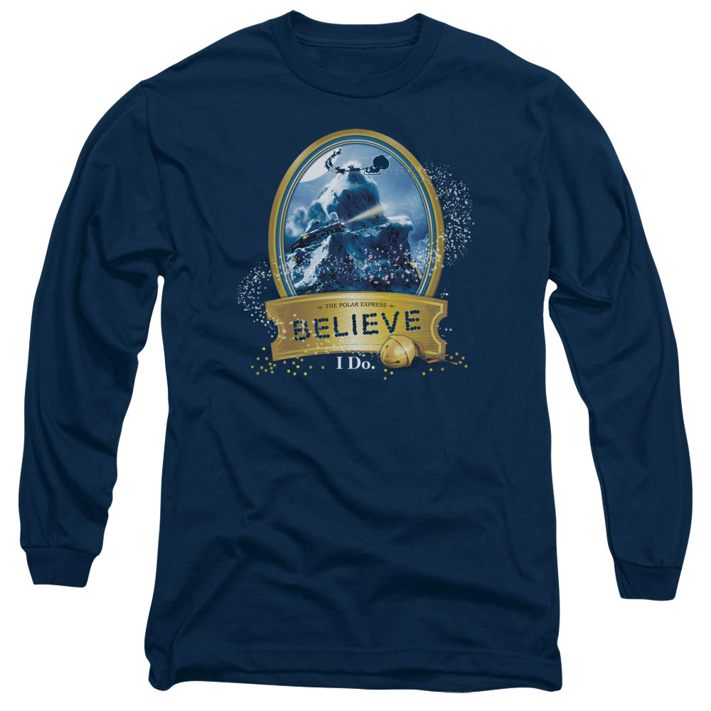 Polar Express True Believer Mens Long Sleeve Shirt Navy