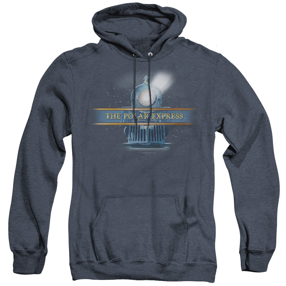 The Polar Express Train Logo Heather Mens Hoodie Navy Blue